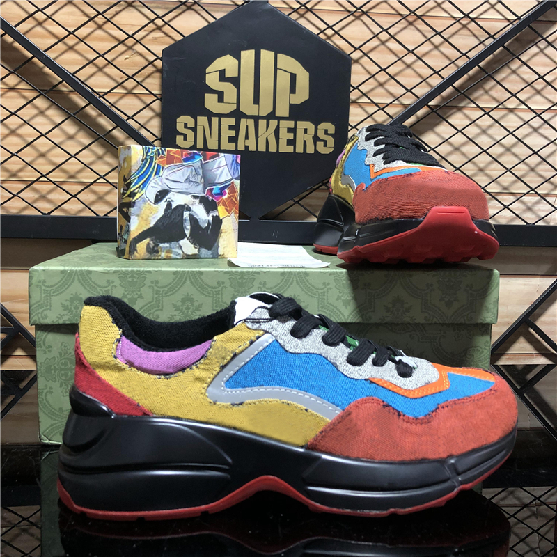 Top fashion men designer casual shoes women Genuine Leather Rhyton Sneakers with retros logos height increasing soft breathable outdoor trainers with box, Customize
Top fashion men designer casual shoes women Genuine Leather Rhyton Sneakers with retros logos height increasing soft breathable outdoor trainers with box, Customize