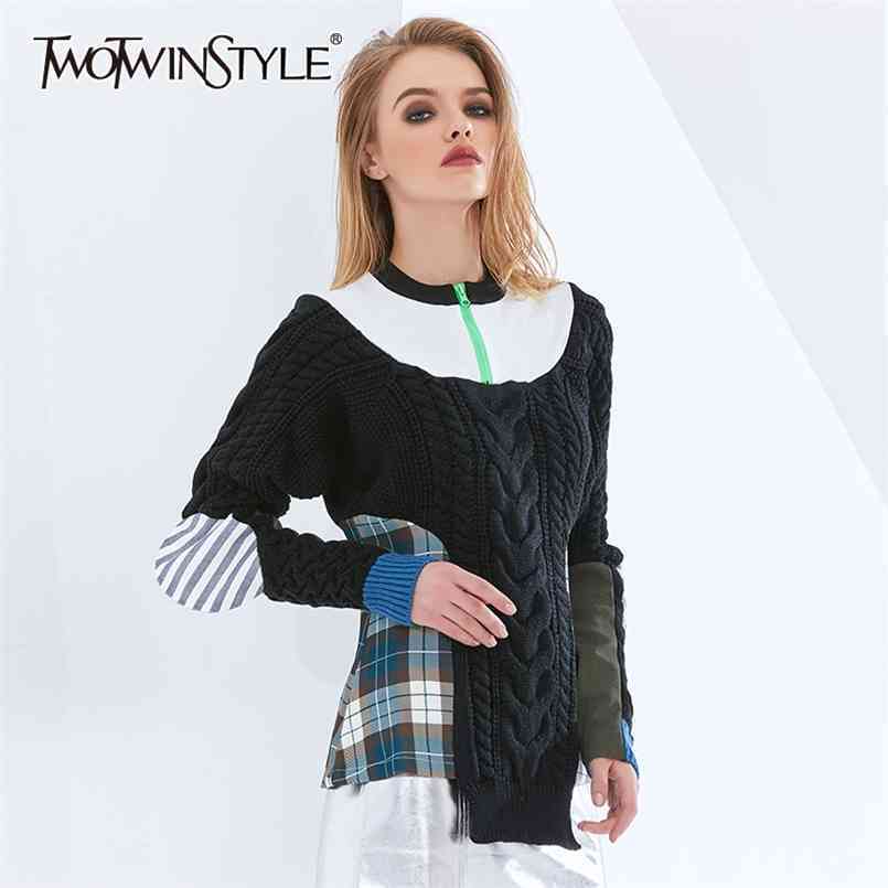 Patchwork Plaid Sweater For Women Turtleneck Puff Long Sleeve Casual Tunic Knitted Tops Female Fashion Clothes 210524, Aspicture
Patchwork Plaid Sweater For Women Turtleneck Puff Long Sleeve Casual Tunic Knitted Tops Female Fashion Clothes 210524, Aspicture