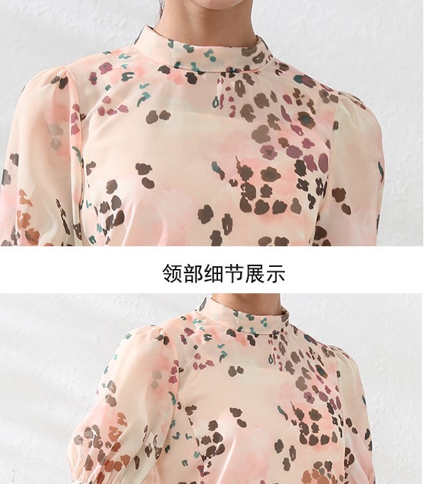 Elegant 2 Pieces Set Chiffon Flowers Print Bow Back Sweet Blouse + High Waist Midi Skirt Spring Office Ladies Women Suit 210519