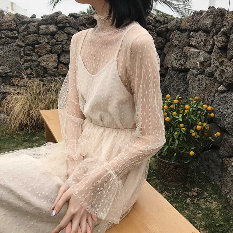 Vintage Summer Turtleneck mesh long sleeve lace ins female casual dress fashion Sweet Prairie Chic Solid Empire 210608, White
Vintage Summer Turtleneck mesh long sleeve lace ins female casual dress fashion Sweet Prairie Chic Solid Empire 210608, White