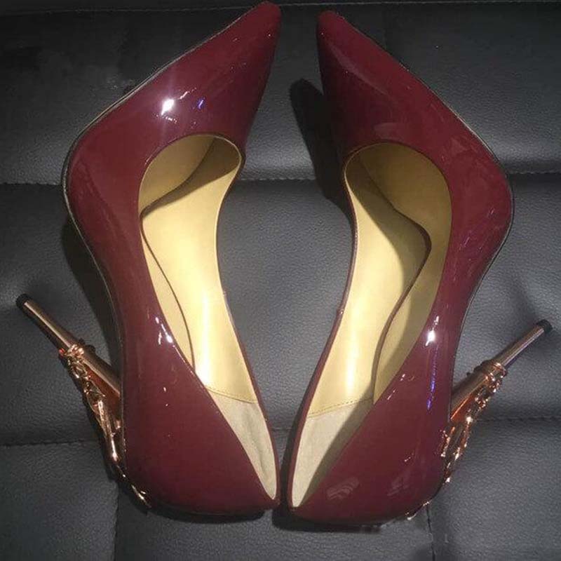 Women Solid Eden Heel Pump Super sexy Girl wedding shoes Ornate Filigree Leaf Pointed toe Haute Couture SHOES
