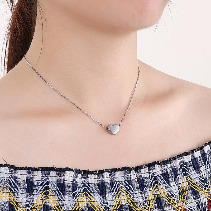 Pendant Necklaces Titanium Steel Love Heart Charm Necklace For Women Box Chain Wedding