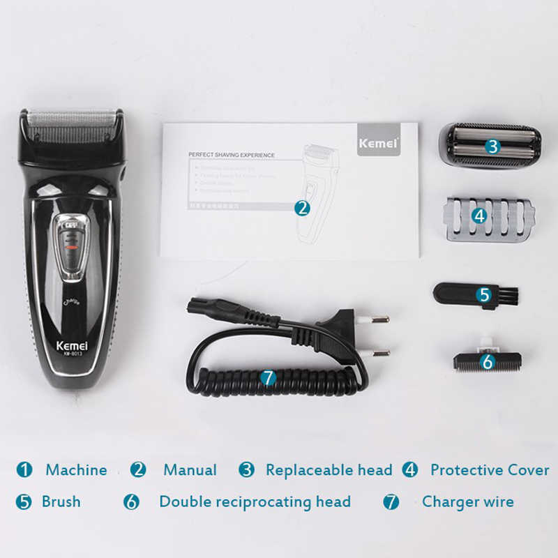 Kemei 2 Heads Electronic Rechargeable Reciprocate Man Shaver Triple Blade Electric Shaving Razors Face Care