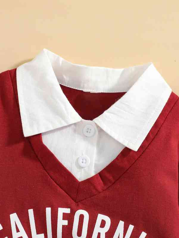 Baby Letter Graphic Ruffle Hem 2 In 1 Dress SHE