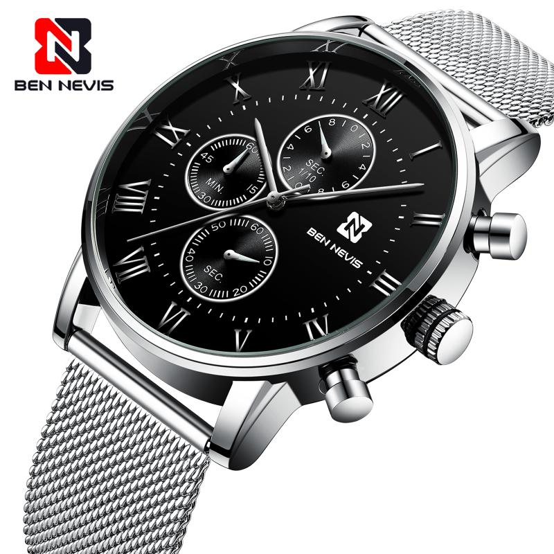 Wristwatches Stainless Steel Men Watch Waterproof Chronograph Watches Mens Business Black Quartz Wristwatch Reloj Hombre, Slivery;brown
Wristwatches Stainless Steel Men Watch Waterproof Chronograph Watches Mens Business Black Quartz Wristwatch Reloj Hombre, Slivery;brown