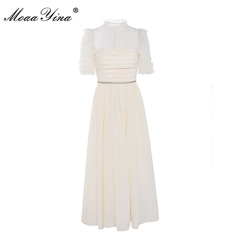 Summer Runway Elegant Solid Dress Women's Short sleeve Fashion Polka dots mesh patchwork print Party club 210524, Ivory
Summer Runway Elegant Solid Dress Women's Short sleeve Fashion Polka dots mesh patchwork print Party club 210524, Ivory