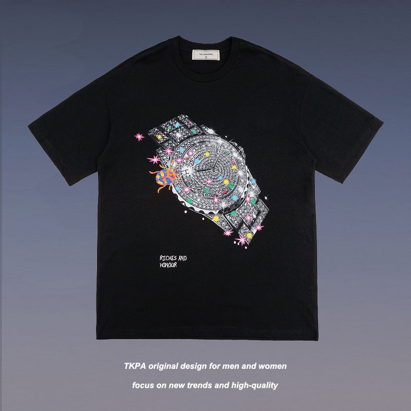Tkpa Gaojie inschao watch printed short sleeve t shirt men's oversize hip hop top, White;black
Tkpa Gaojie inschao watch printed short sleeve t shirt men's oversize hip hop top, White;black
