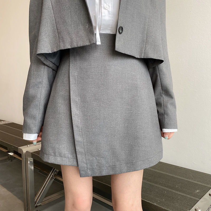 2 colors korean style autumn long sleeve solid color black blazer womens jacket and coats v neck short blazer womens (X1539) 210423