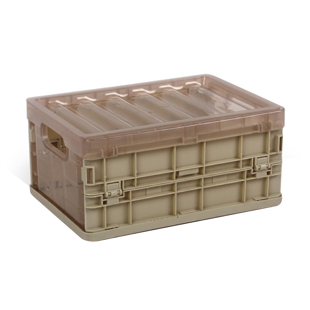 Durable plastic collapsible storage box organizer translucent lid crate plastic tote bag storage box container home and garage