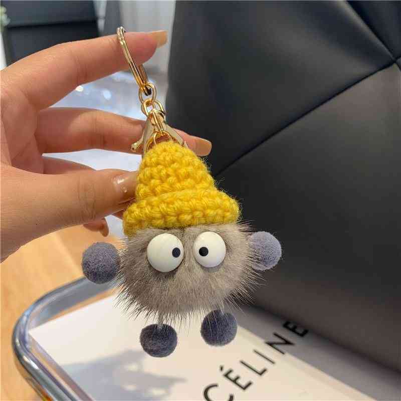 Key Chain Female Simple Atmosphere Exquisite Fairy Gas Car Pendant Small Coal Ball Doll Bag Cute