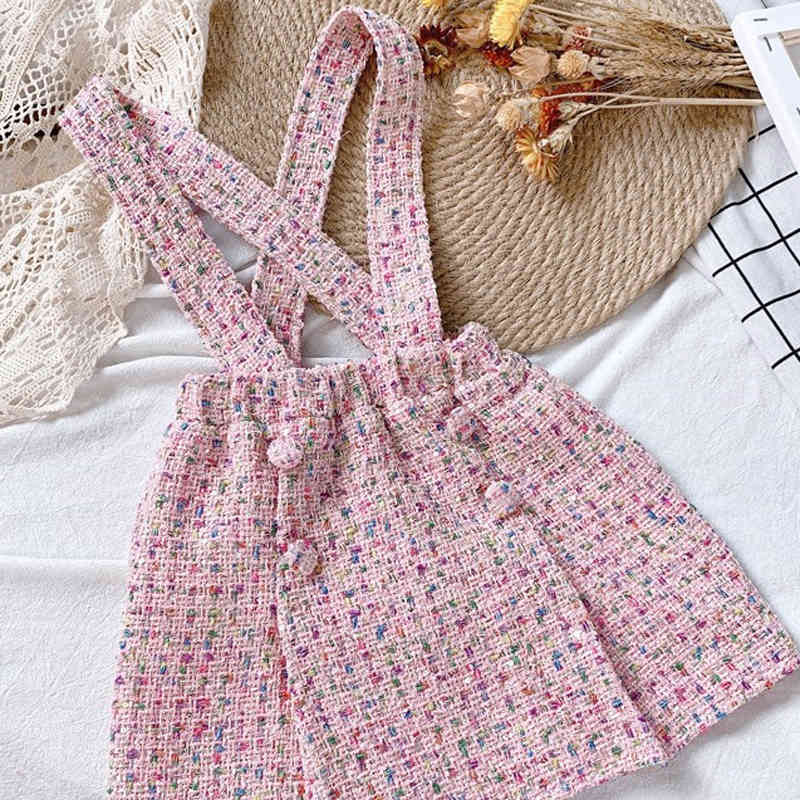 Girl Set Autumn Kid Clothes Big Collar Doll Long Sleeve Shirt + Vest Dress 2Pcs Korean Style Children's Clothing 210515