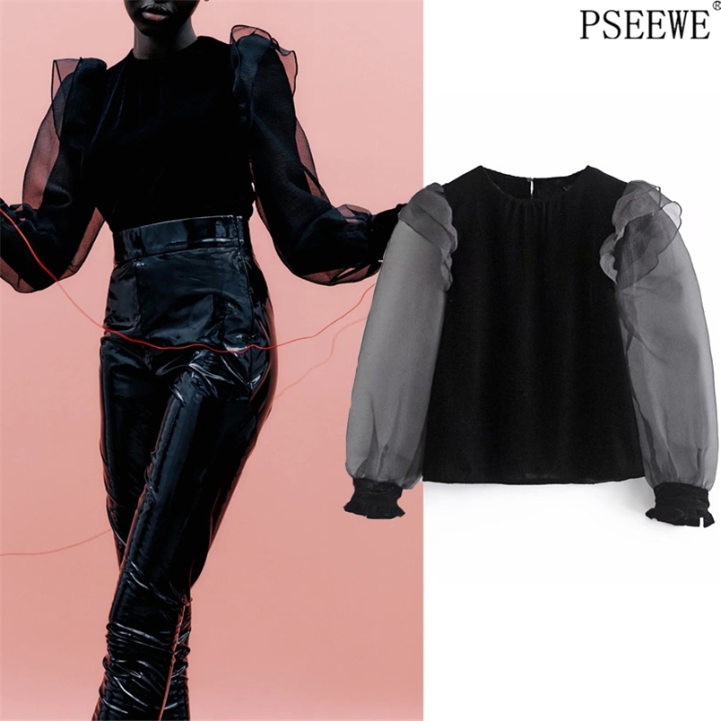 Black Velvet Top Women Vintage Organ Ruffle Semi Sheer Long Puff Sleeve Blouse Female Casual Streetwear 210519
Black Velvet Top Women Vintage Organ Ruffle Semi Sheer Long Puff Sleeve Blouse Female Casual Streetwear 210519