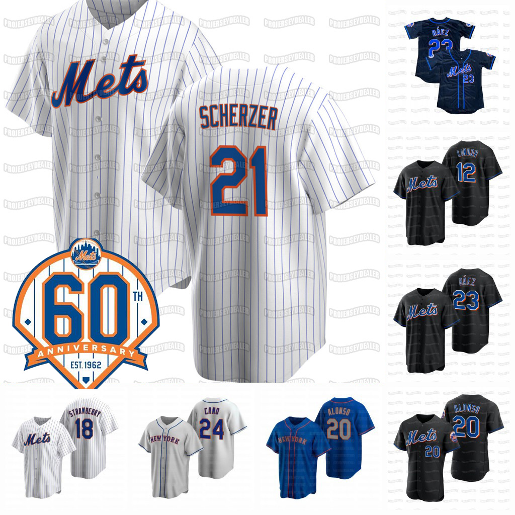 21 Max Scherzer Mets 2021 60th Anniversary Jersey Jacob deGrom Francisco Lindor Pete Alonso Starling Marte Carlos Carrasco Robinson Cano McNeil Khalil Lee от DHgate WW