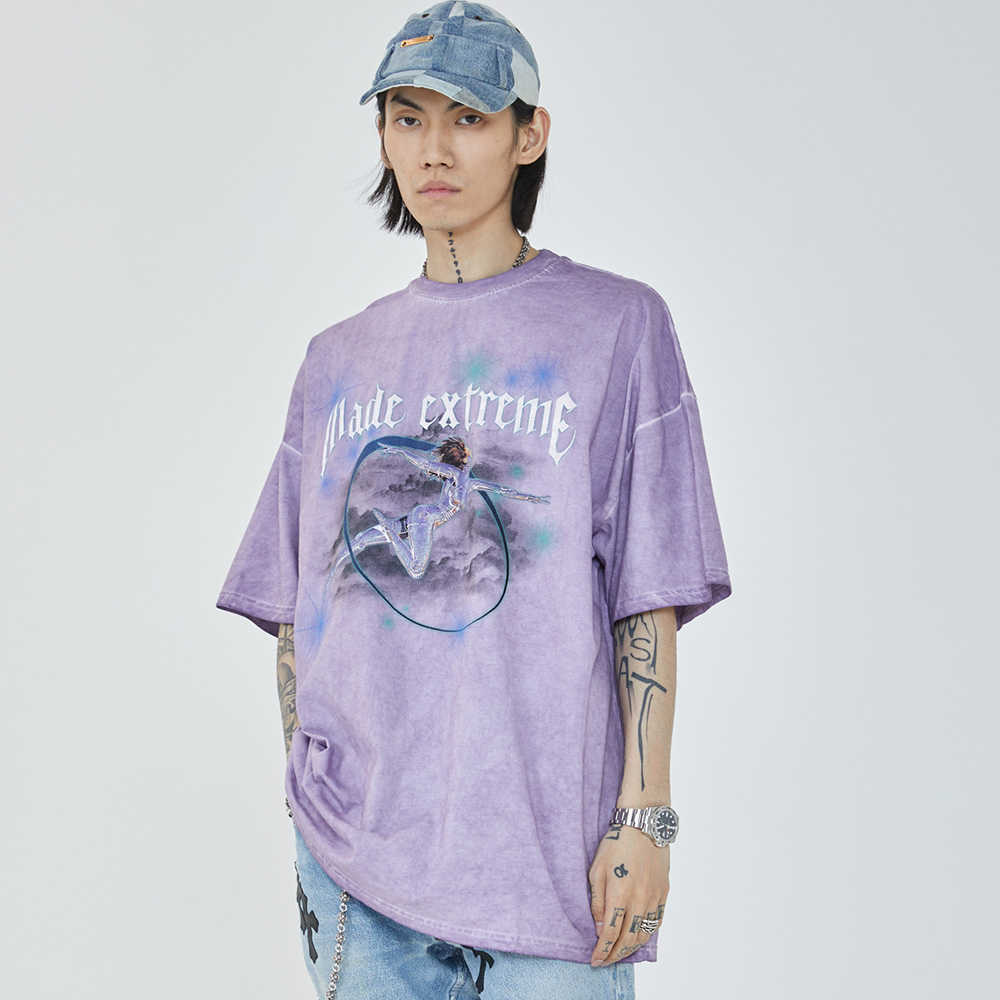 Aolamegs T-shirt Men Robot Girls Vaporwave Print Men's Tee Shirts Summer Retro Harajuku Streetwear High Street Loose Couple Tops 210707