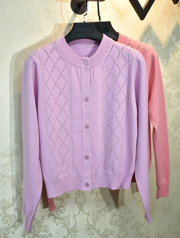 Women' Sweaters 2021 spring fashionable female brand beading cardigans chic lady o-neck knit coat b587, Pinkish
Women' Sweaters 2021 spring fashionable female brand beading cardigans chic lady o-neck knit coat b587, Pinkish