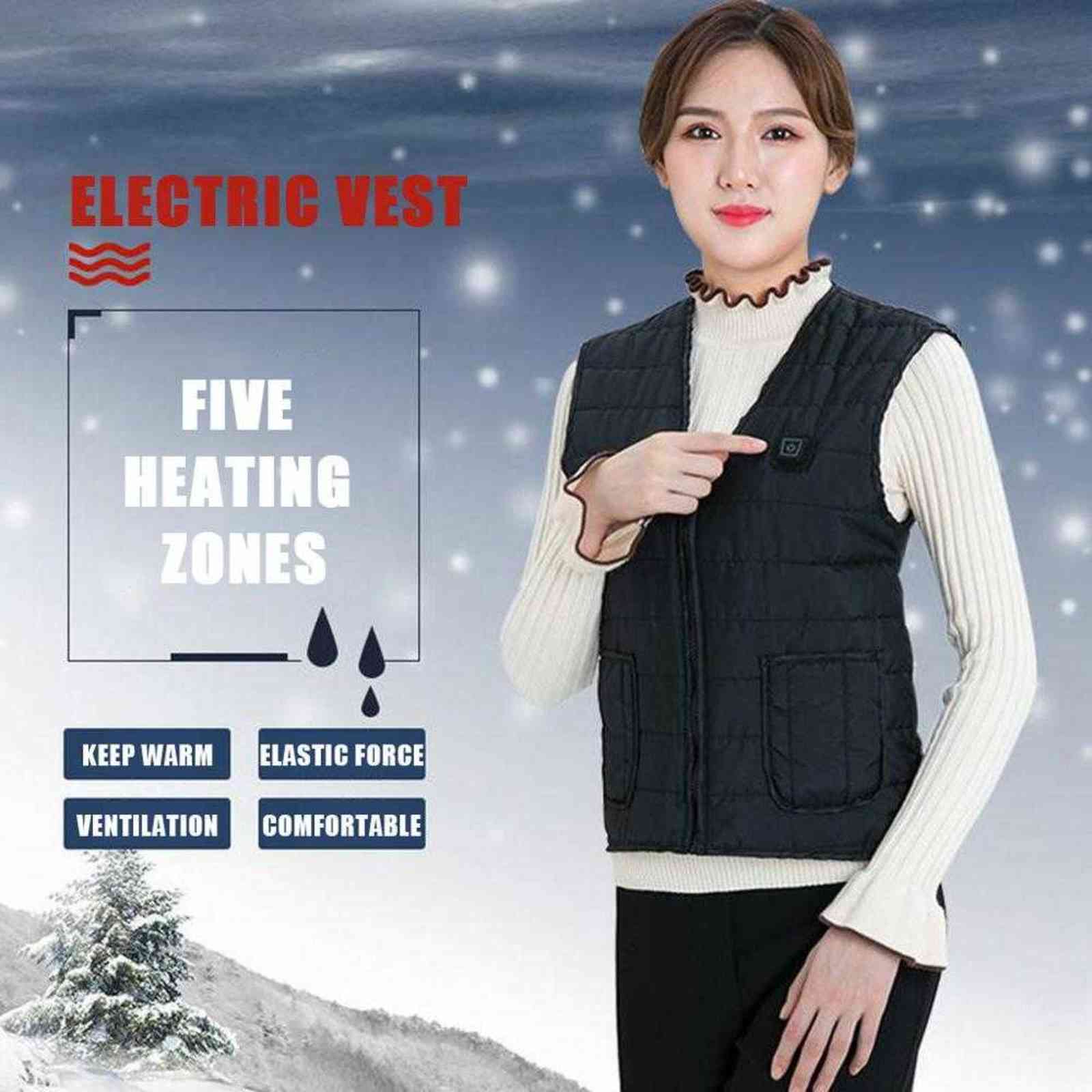 Women Winter Smart Heating Cotton Vest USB Infrared Electric men Outdoor Flexible Thermal Warm Jacket 211120
