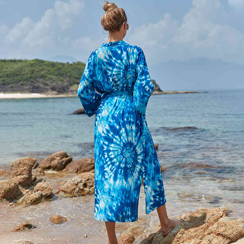 Print Cotton Beach Dress Sarongs Cover-up Swimwear Pareo Tunic Bathing suit Saida de Praia Bikini cover up Q1169 210420
