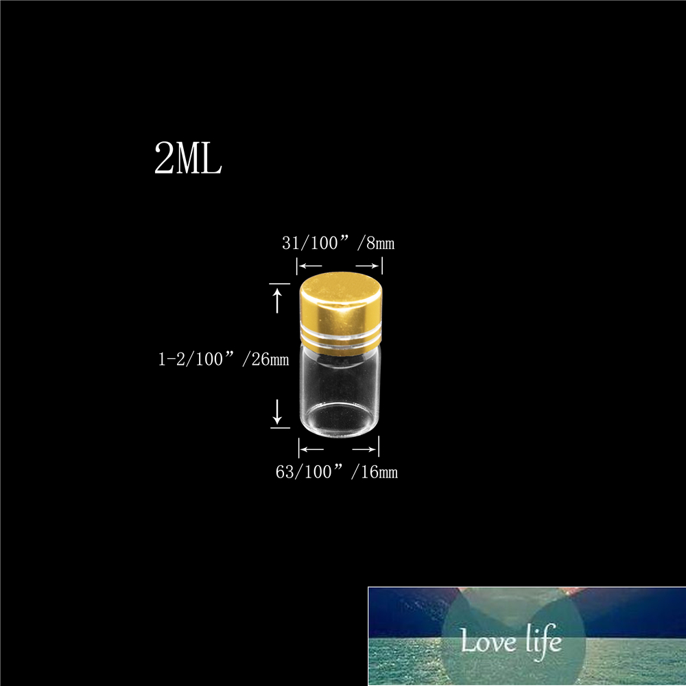 2ml Hyaline Glass Container have Spiral Plastic Cap with Golden Tangent Simple Cute Craft Vial Reusable Multipurpose Bottle