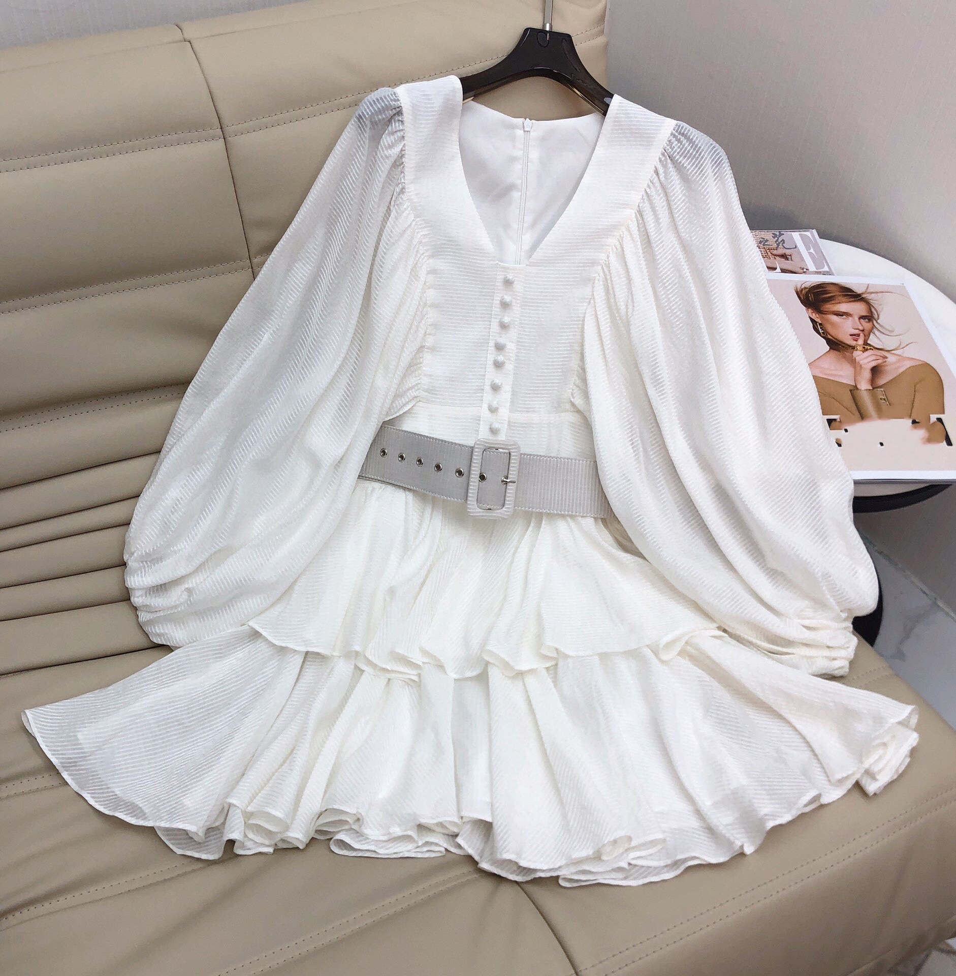 22s generation high-quality new European embroidery designer dress, elegant office women' wrinkled waist, fashionable combination princess skirt, charming women20, White
22s generation high-quality new European embroidery designer dress, elegant office women' wrinkled waist, fashionable combination princess skirt, charming women20, White