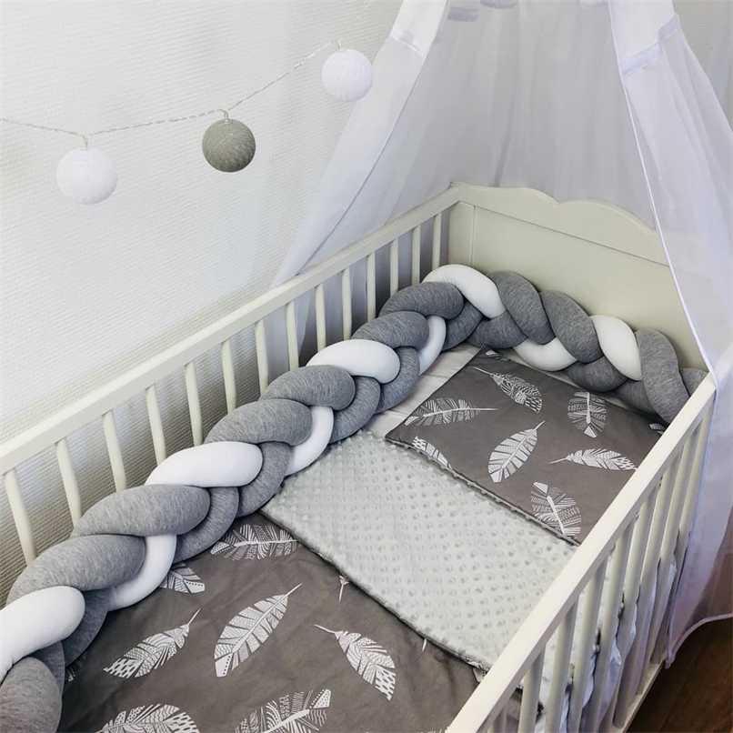 100cm Baby Bed Bumper Knot Warkocz Do Lozeczka Braid Pillow Cushion Crib 211025