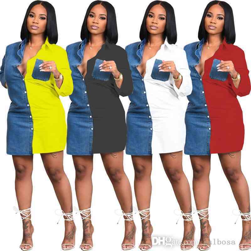 Designer Women Shirt Dresses Fashion Casual Denim Splicing Color Long Sleeve Dress One-piece Skirt, Red
Designer Women Shirt Dresses Fashion Casual Denim Splicing Color Long Sleeve Dress One-piece Skirt, Red
