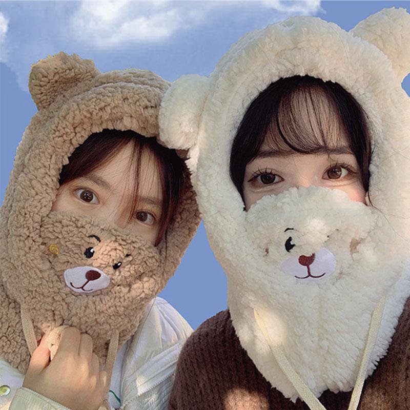 Berets Cartoon Thickened Warm Winter Cute Bear Ears Lamb Plush Women Hat Windproof Neck Scarf Lady Cashmere Mask Beanies Skullies Cap, White
Berets Cartoon Thickened Warm Winter Cute Bear Ears Lamb Plush Women Hat Windproof Neck Scarf Lady Cashmere Mask Beanies Skullies Cap, White