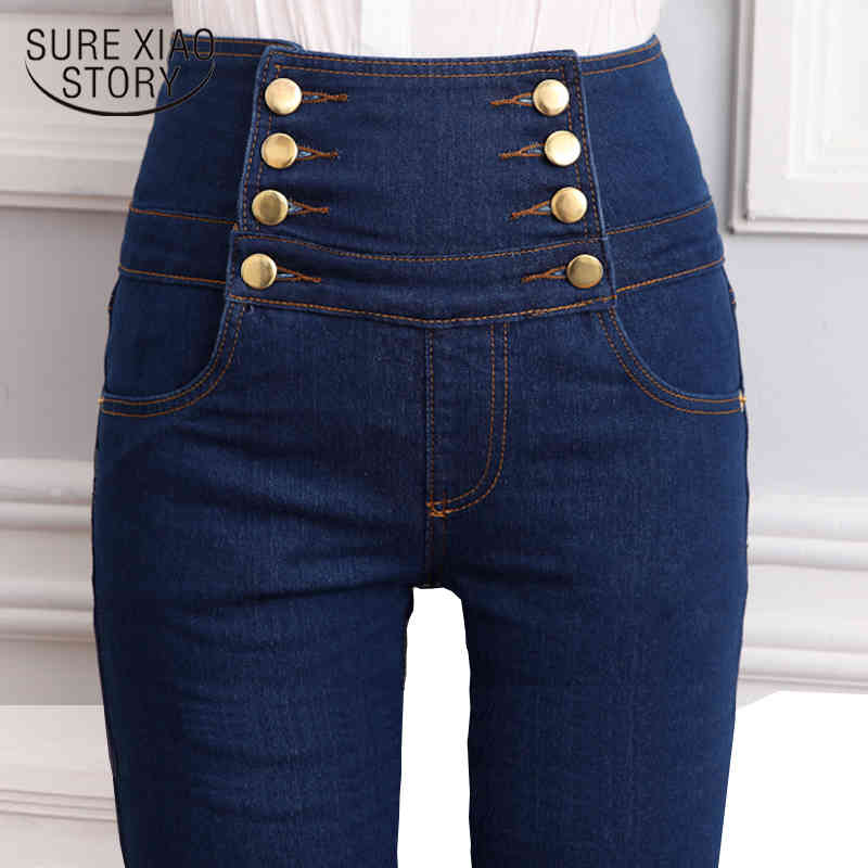 Womens Spring Autumn High Skinny Pants Elastic Waist Jeggings Casual Plus Size for Women Warm Jeans 8244 50 210417