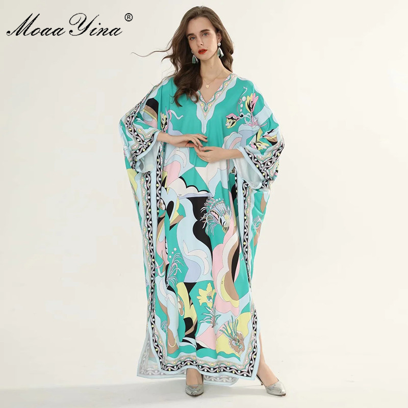 Fashion Designer Runway dress Spring Summer Women Dress V Neck Batwing Sleeve Plus Size Loose Maxi Dresses 210524, Green
Fashion Designer Runway dress Spring Summer Women Dress V Neck Batwing Sleeve Plus Size Loose Maxi Dresses 210524, Green