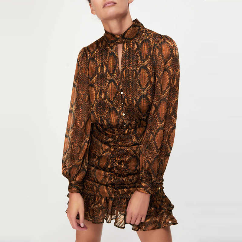 Za Animal Print Retro Chiffon Dress Women High Collar Long Sleeve Ruched Party Dresses Woman Gathered Hem Ruffle Mini Dress 210602, As picture
Za Animal Print Retro Chiffon Dress Women High Collar Long Sleeve Ruched Party Dresses Woman Gathered Hem Ruffle Mini Dress 210602, As picture