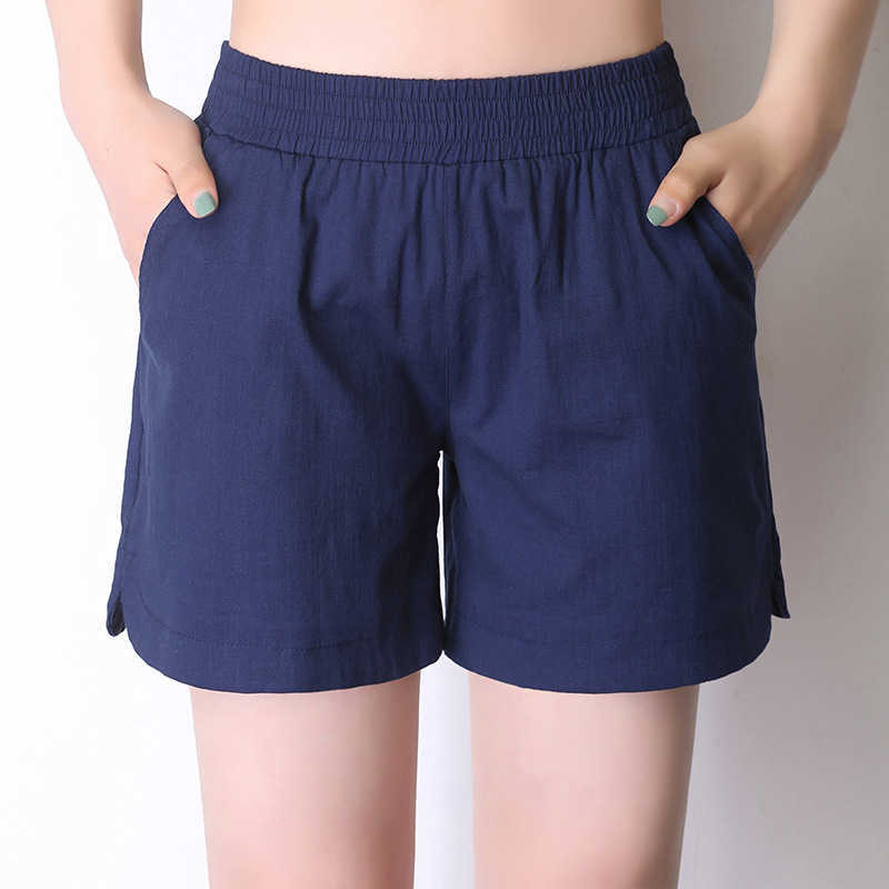 Summer shorts casual chic 6-color cotton linen youth women street high waist summer 210724
