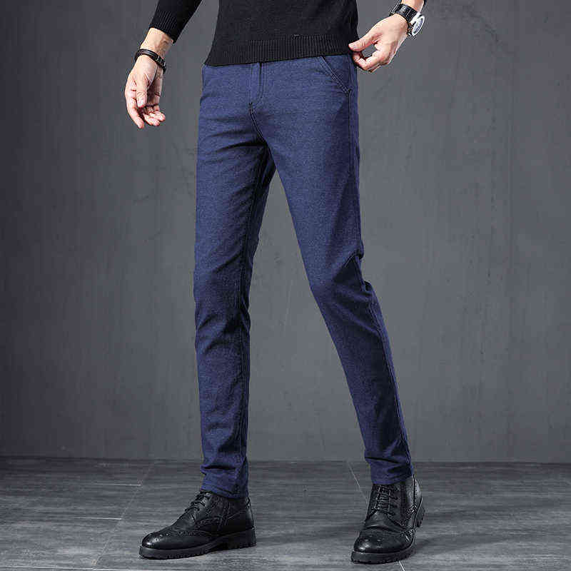 Autumn Winter Business Dress Pants Men Elastic Waist Frosted fabric Casual Trousers Formal Social Suit Pants Costume Homme 211112