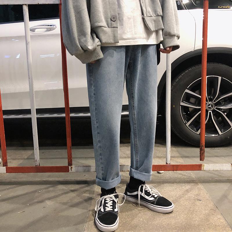 Spring Autumn Mens Denim Pants Korean Style Loose Straight Streetwear Retro Trouser Fashion Brand Male Casual Jeans JE623 Men's