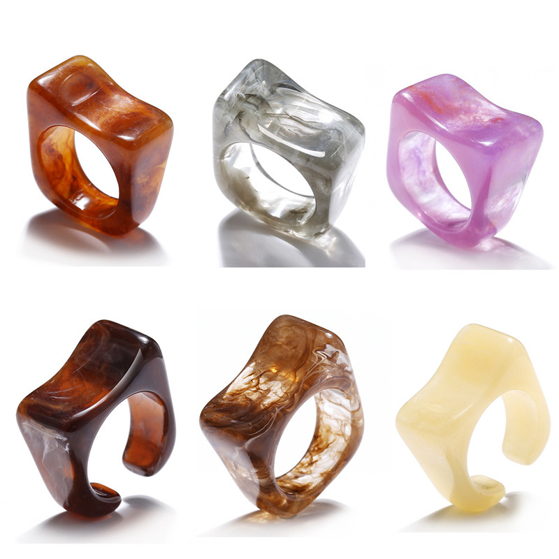 Fashion Colorful Transparent Acrylic Resin Ring For Women Irregular Geometric Square Mix Sizes Wedding Engagement Rings Trend Jewelry, Silver
Fashion Colorful Transparent Acrylic Resin Ring For Women Irregular Geometric Square Mix Sizes Wedding Engagement Rings Trend Jewelry, Silver