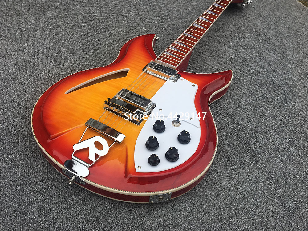12 Strings 330 360 381 Semi Hollow Body Cherry Sunburst Electric Guitar Flame Maple Top & Back, Checkerboard Binding, Lacquer Fingerboard, Vintage Tuners, Dual Input Jack
12 Strings 330 360 381 Semi Hollow Body Cherry Sunburst Electric Guitar Flame Maple Top & Back, Checkerboard Binding, Lacquer Fingerboard, Vintage Tuners, Dual Input Jack