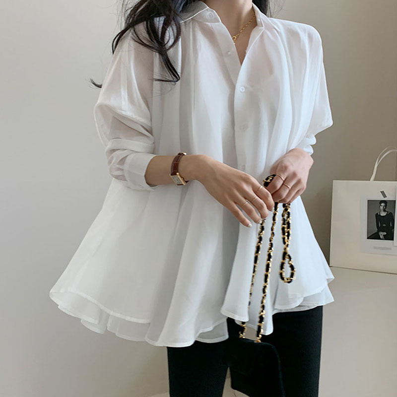 Lucyever Spring Summer Loose Women Shirts White Button Long Sleeves Office Blouse Ladies Casual Turndown Collar Shirt 210521