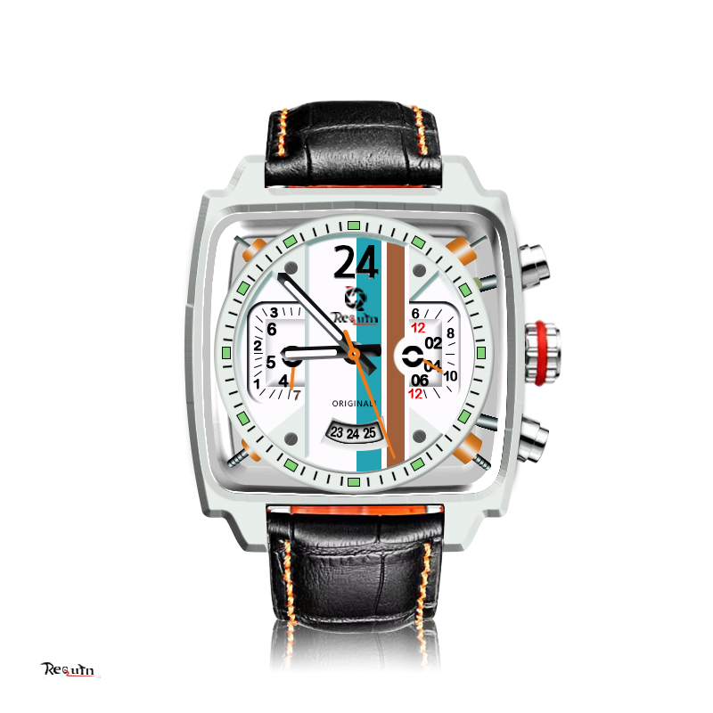 Men's Luxury Automatic Mechanical Watch Colorful Streak REQUIN Monaco-24 Hours Square White Stainless Steel Case Leather Strap Tag Blue Orange Brand, Multi-color
Men's Luxury Automatic Mechanical Watch Colorful Streak REQUIN Monaco-24 Hours Square White Stainless Steel Case Leather Strap Tag Blue Orange Brand, Multi-color