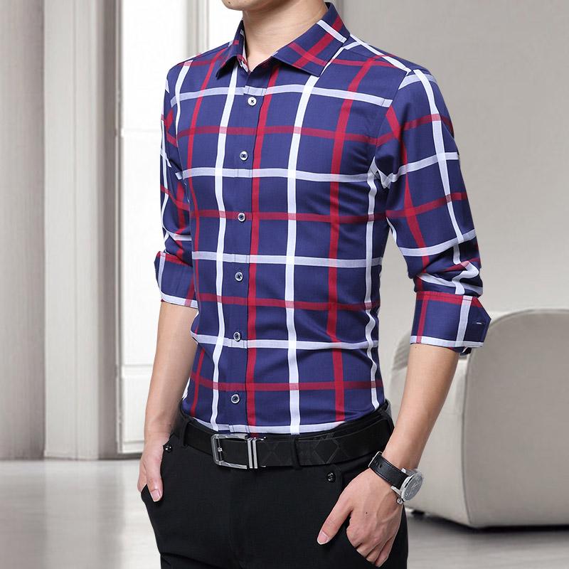 Classic Mens Long Sleeve Plaid Dress Shirts Size S M L XL 2XL 3XL 4XL 5XL Fashion Slim Elegant Men Business Casual Shirt Men's