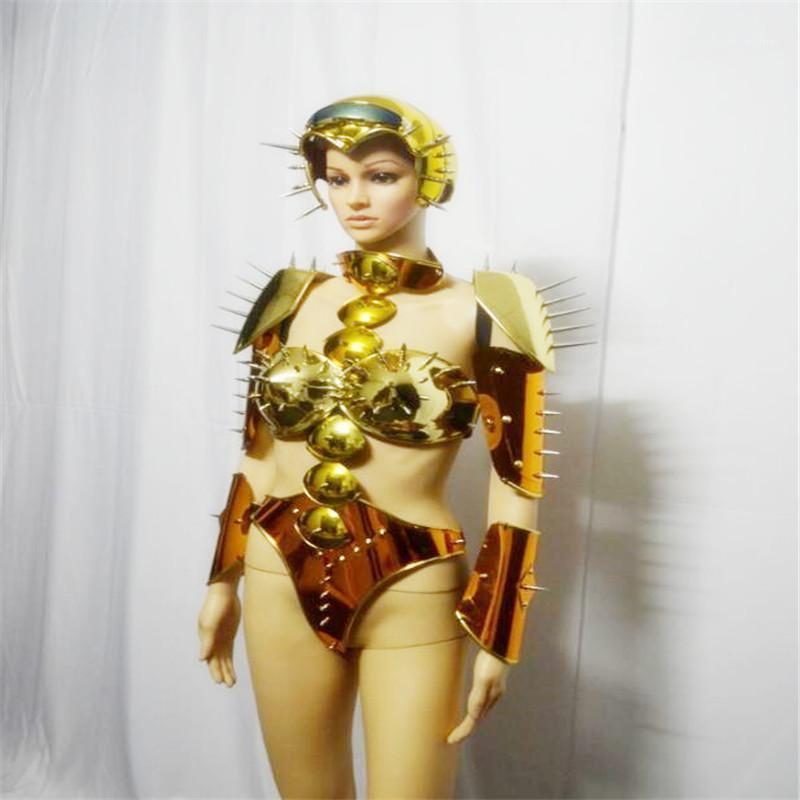 Party Decoration KS78 Catwalk Show Perform Dress Gold Mirror Stage Dance Costumes Rivets Armor Outfit Model Bodysuit Dj Robot Suit
Party Decoration KS78 Catwalk Show Perform Dress Gold Mirror Stage Dance Costumes Rivets Armor Outfit Model Bodysuit Dj Robot Suit
