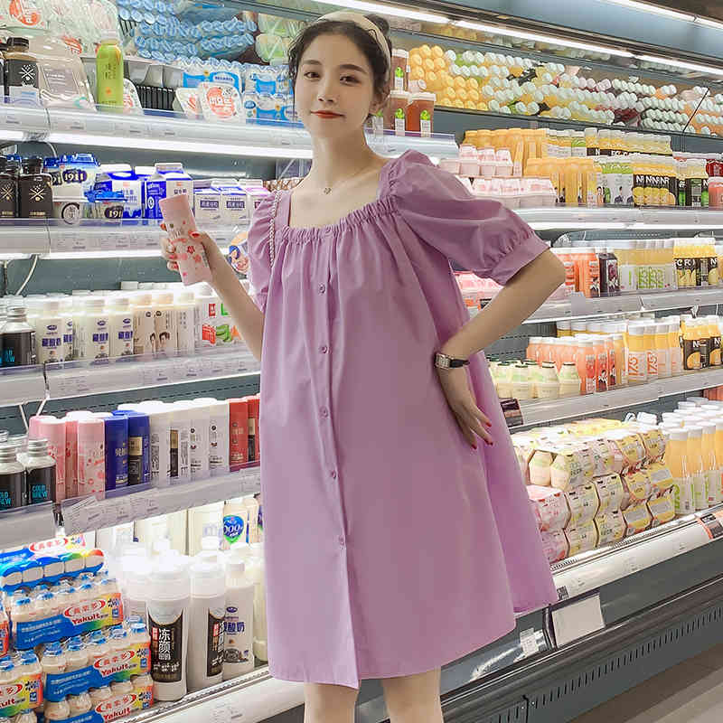 dresses 895# Summer Large Size Loose Cotton Maternity Dress Sweet Korean Fashion Clothes for Pregnant Women Pregnancy Blouses Tops, Lavender 
dresses 895# Summer Large Size Loose Cotton Maternity Dress Sweet Korean Fashion Clothes for Pregnant Women Pregnancy Blouses Tops, Lavender