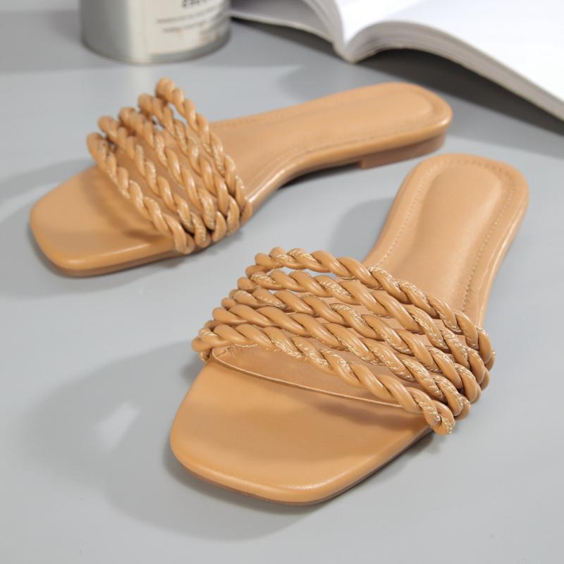 Slippers Women Beach Flat Shoes With Special Sandals And Slipper Size 35-42, Brown