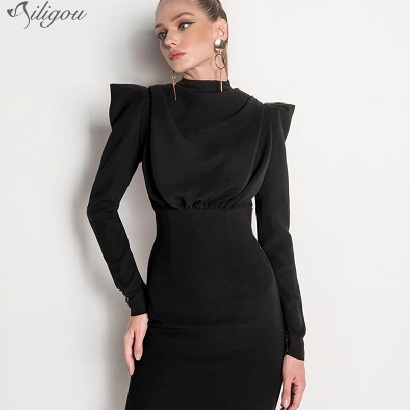 High Quality Black Fashion Long Sleeve Backless Bodycon Dress Elegant Cocktail Party Vestidos 210525
High Quality Black Fashion Long Sleeve Backless Bodycon Dress Elegant Cocktail Party Vestidos 210525