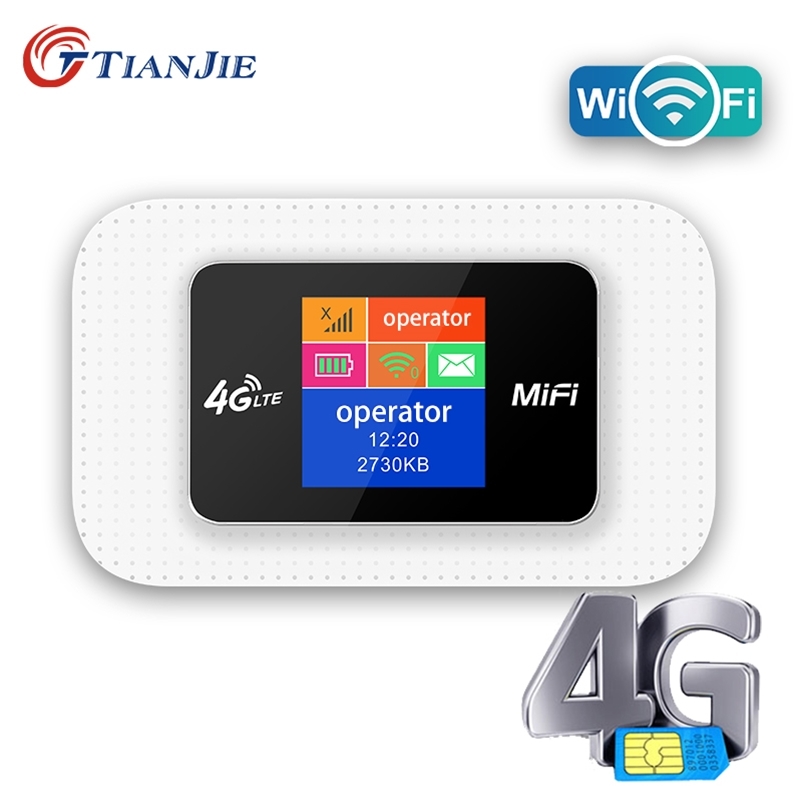 

TIANJIE 4G SIM Card WIFI Router Mobile WiFi LTE 100Mbps Travel Partner Wireless Pocket spot Broadband 4G/3G Mifi Modem 210918