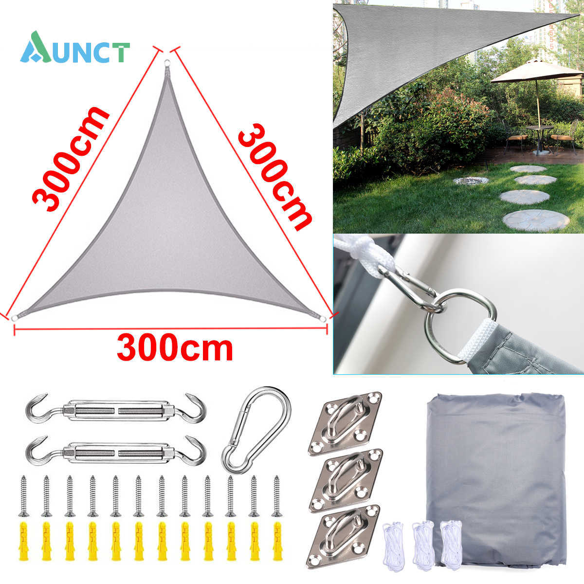 Aunct 3x3x3M Triangle Gray 300D Awnings Outdoor Waterproof Shade Sail Oxford Fabric Sun shade gazebo garden swimming Hiking YARD X0707, White
Aunct 3x3x3M Triangle Gray 300D Awnings Outdoor Waterproof Shade Sail Oxford Fabric Sun shade gazebo garden swimming Hiking YARD X0707, White