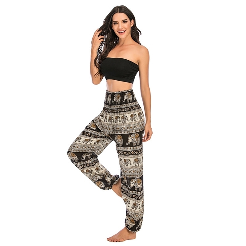 Bohemia Elephant Printing Elastici Waist Harem Pants Female Loose Casual Joggers Sweatpants Pantalones Mujer Cintura Alta 210604