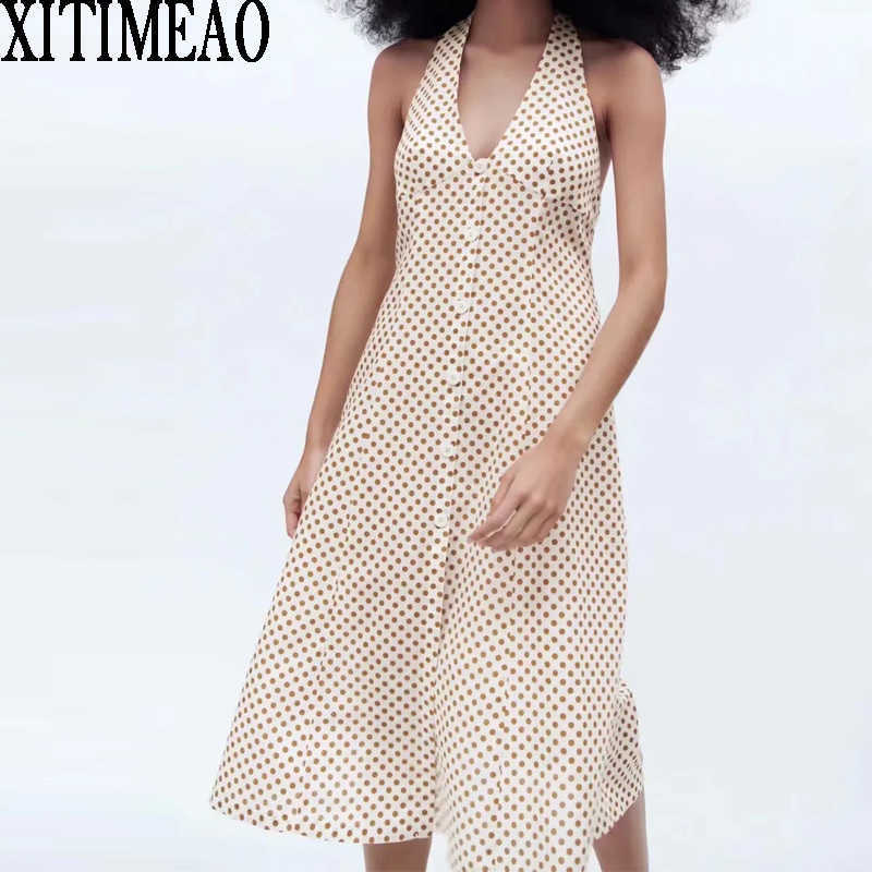 Za Sexy Suspenders V Neck Low Chest Open Back Side Retro Dot Print Slim Dress Suspender Party Skirt Women XITIMEA 210602, As picture
Za Sexy Suspenders V Neck Low Chest Open Back Side Retro Dot Print Slim Dress Suspender Party Skirt Women XITIMEA 210602, As picture