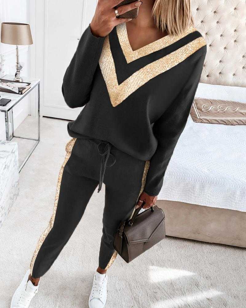 2021 New style two piece set women outfits Grey stand neck zipper patchwork tracksuit pullover Tops And Pant Casual Sport Suit Y0625