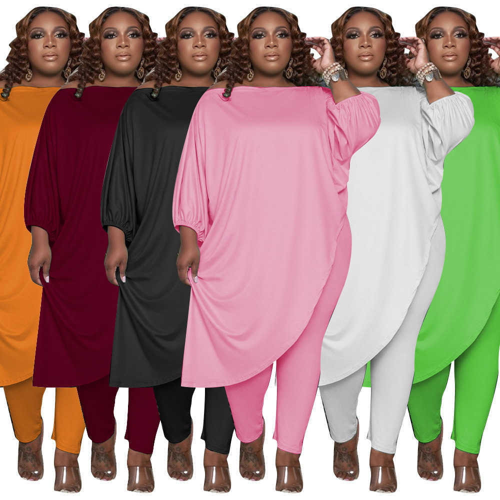 Women's Two Piece Pants Designers Women Clothes 2023 large popular loose solid shoulder two piece set spring and Autumn