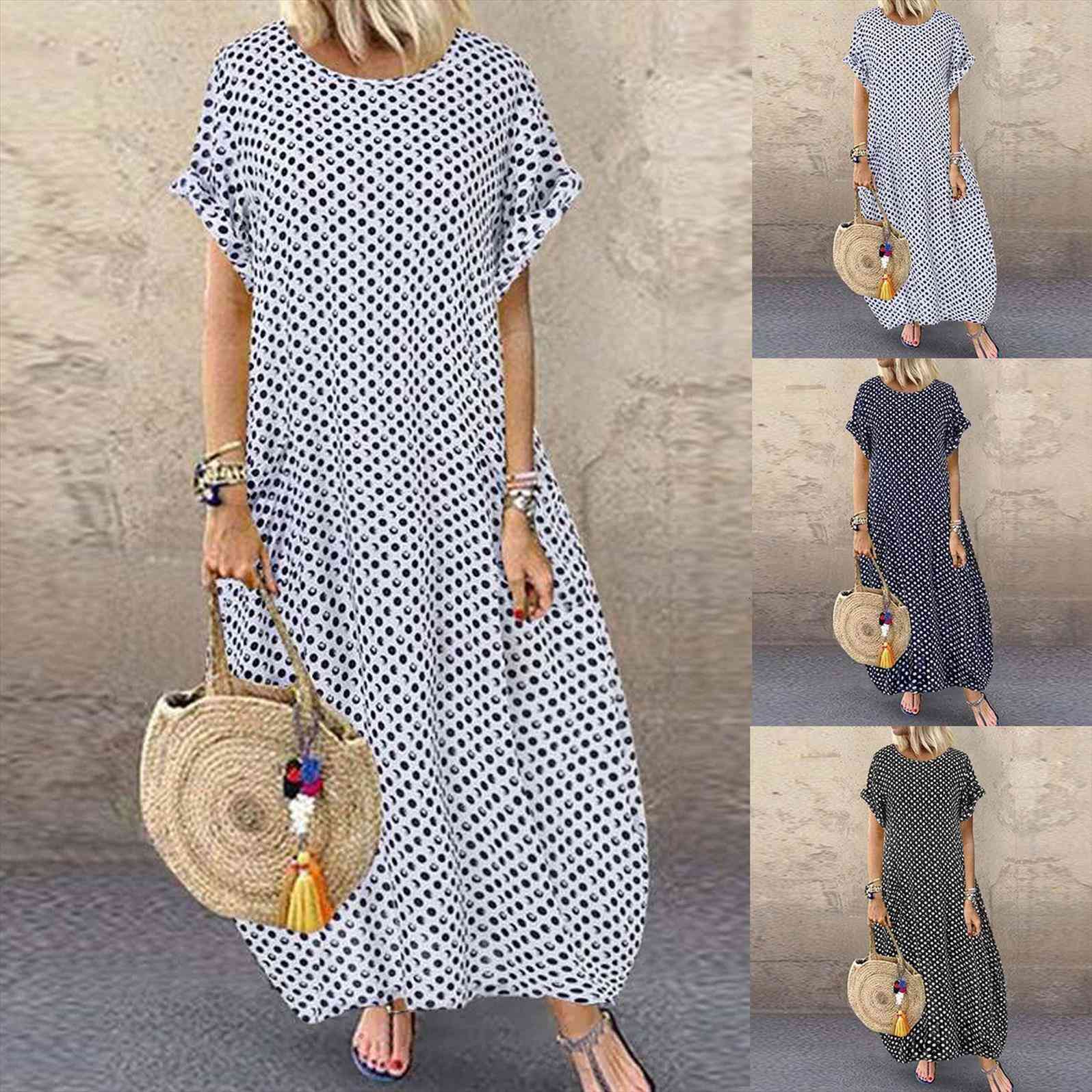 casual polka dot print women dress short sleeve round neck maxi bohemian ropa mujer vetements vestido midi, Black;gray
casual polka dot print women dress short sleeve round neck maxi bohemian ropa mujer vetements vestido midi, Black;gray