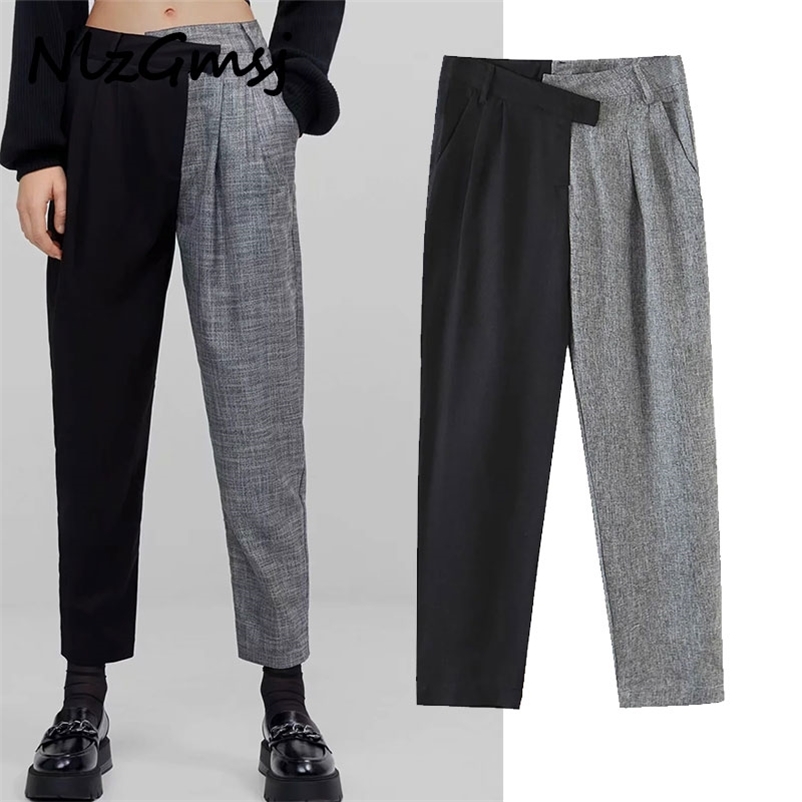 Pant Women Fashion Patchwork Crop Suit Pants Trouserspockets Buttons Office Lady Pantalon 210628, As picture
Pant Women Fashion Patchwork Crop Suit Pants Trouserspockets Buttons Office Lady Pantalon 210628, As picture