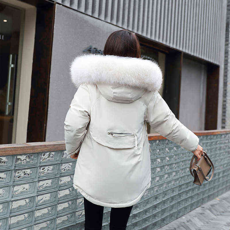 Cotton Thicken Warm Winter Jacket Coat Women Casual Parka Winter Clothes Fur Lining Hooded Parka Mujer Coats Jacket 211221wtt